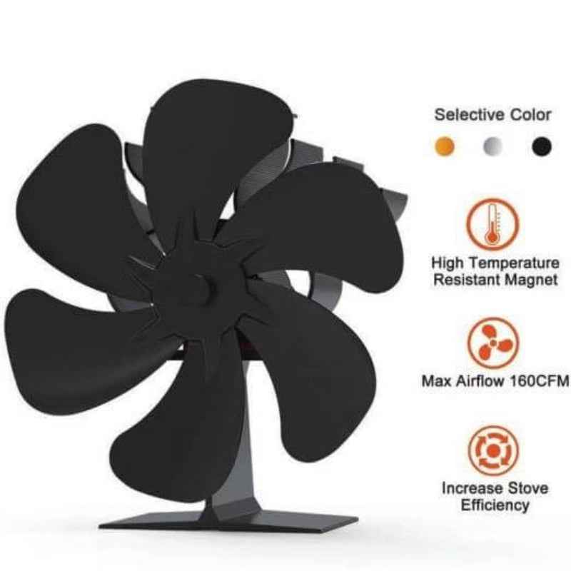 6-Blade Heat Powered Stove Fan