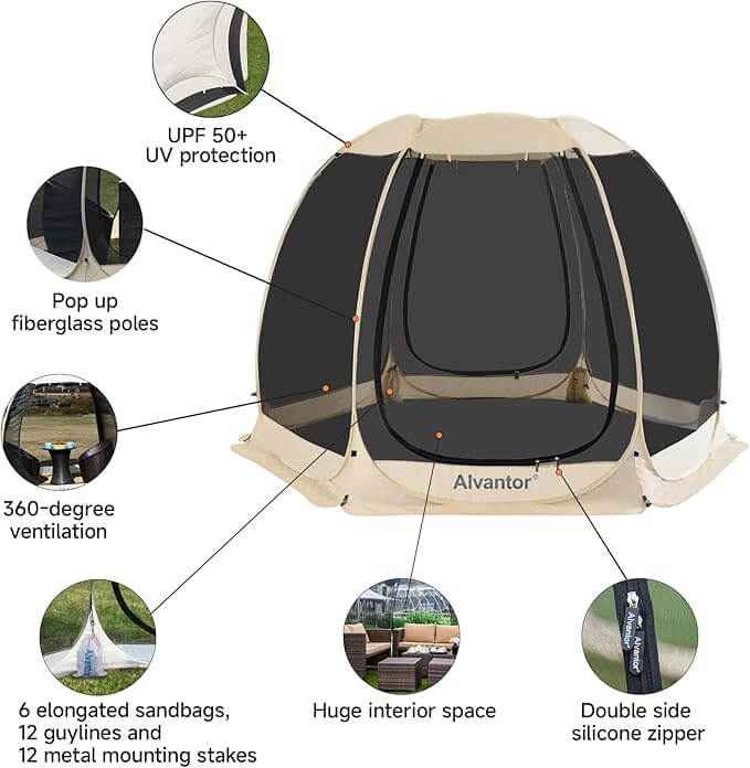 2-10 Person Pop Up Screen House Tent