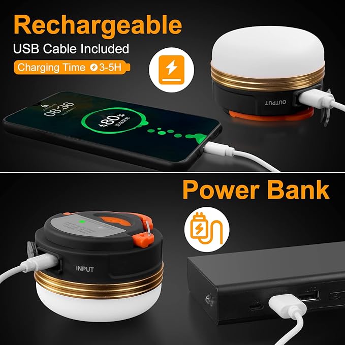USB Rechargeable LED Tent Light with Magnetic Base